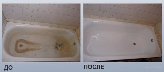 Реставрация ванны до и после