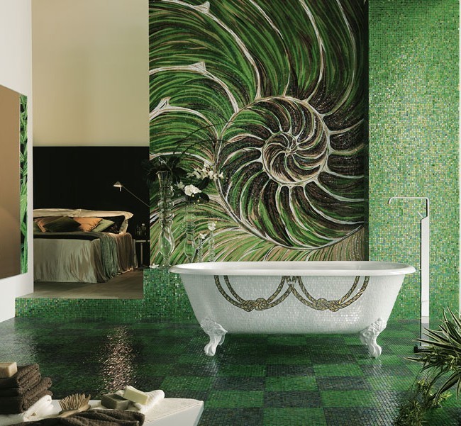 Пример использования мозаики в ванной