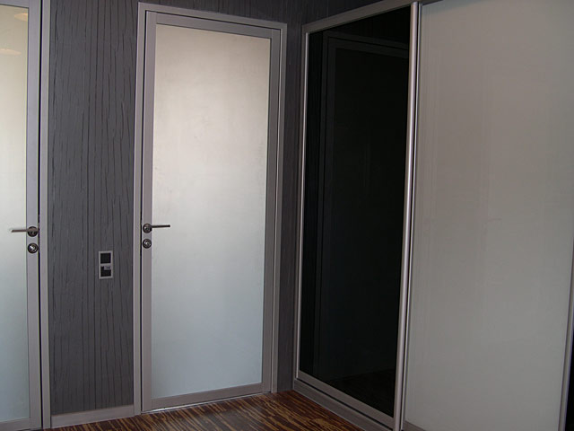 Стеклянная дверь с алюминиевым каркасом