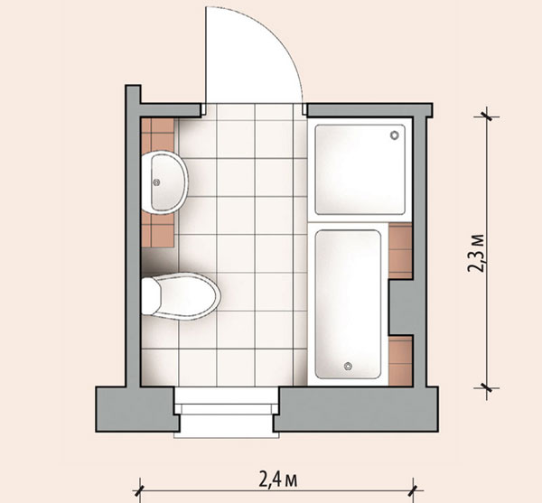 Планировка ванной 5,52 кв м. Душевая кабина рядом с ванной