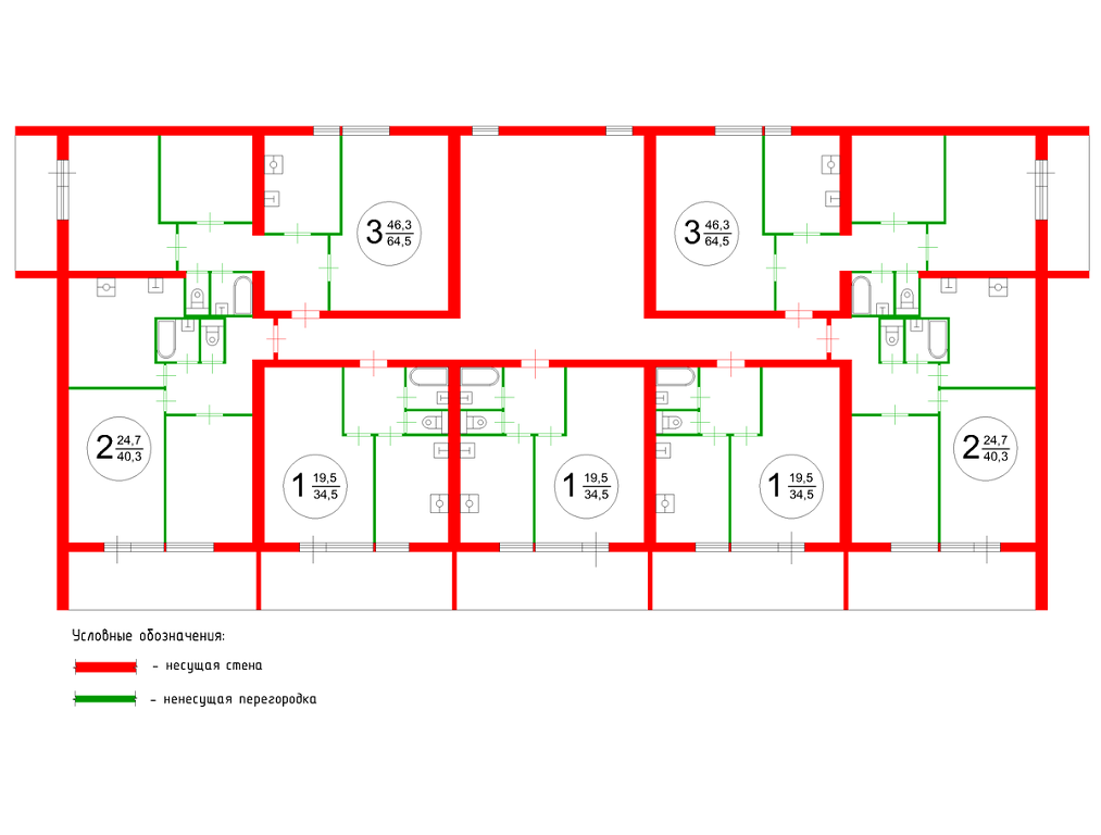 Типичный план этажа стандартного блочного дома