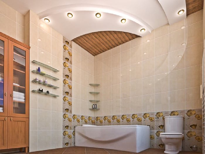 Потолок из гипсокартона в ванной
