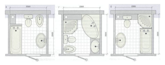 Схема расстановки мебели в ванной