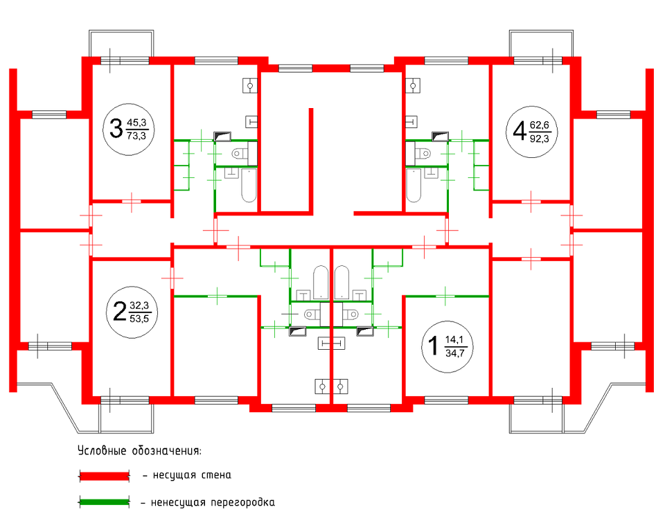 Типичный план этажа стандартного панельного дома