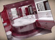 Бордовая ванная комната