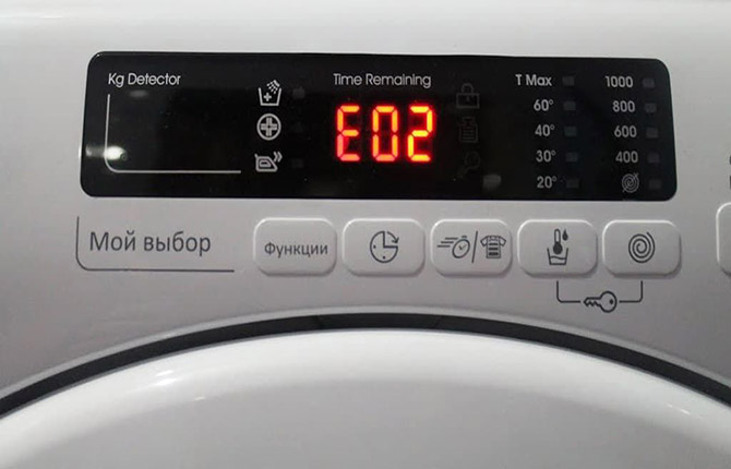 Ошибка е20 в стиральной машине Electrolux